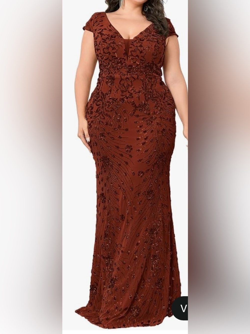 Rust Sequin Evening Gown -  Elegant Home Accents Dress